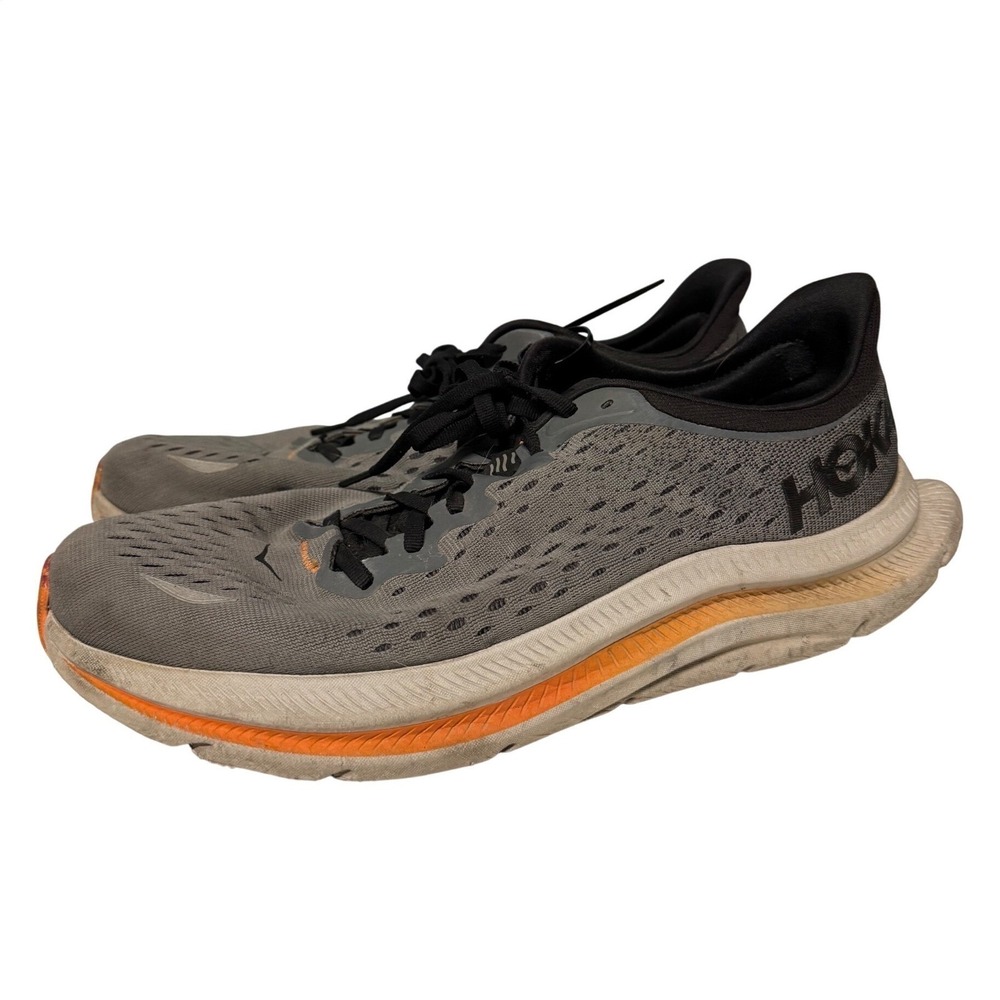 Hoka Kawana Mens Running Shoes Grey‎ Orange Low Top Sneakers Size 11.5 D 1123163